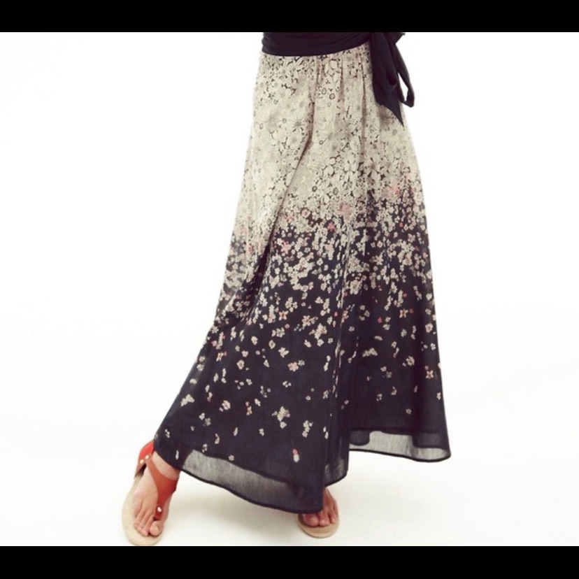 Anthropologie Falling Freesia Floral Maxi Skirt